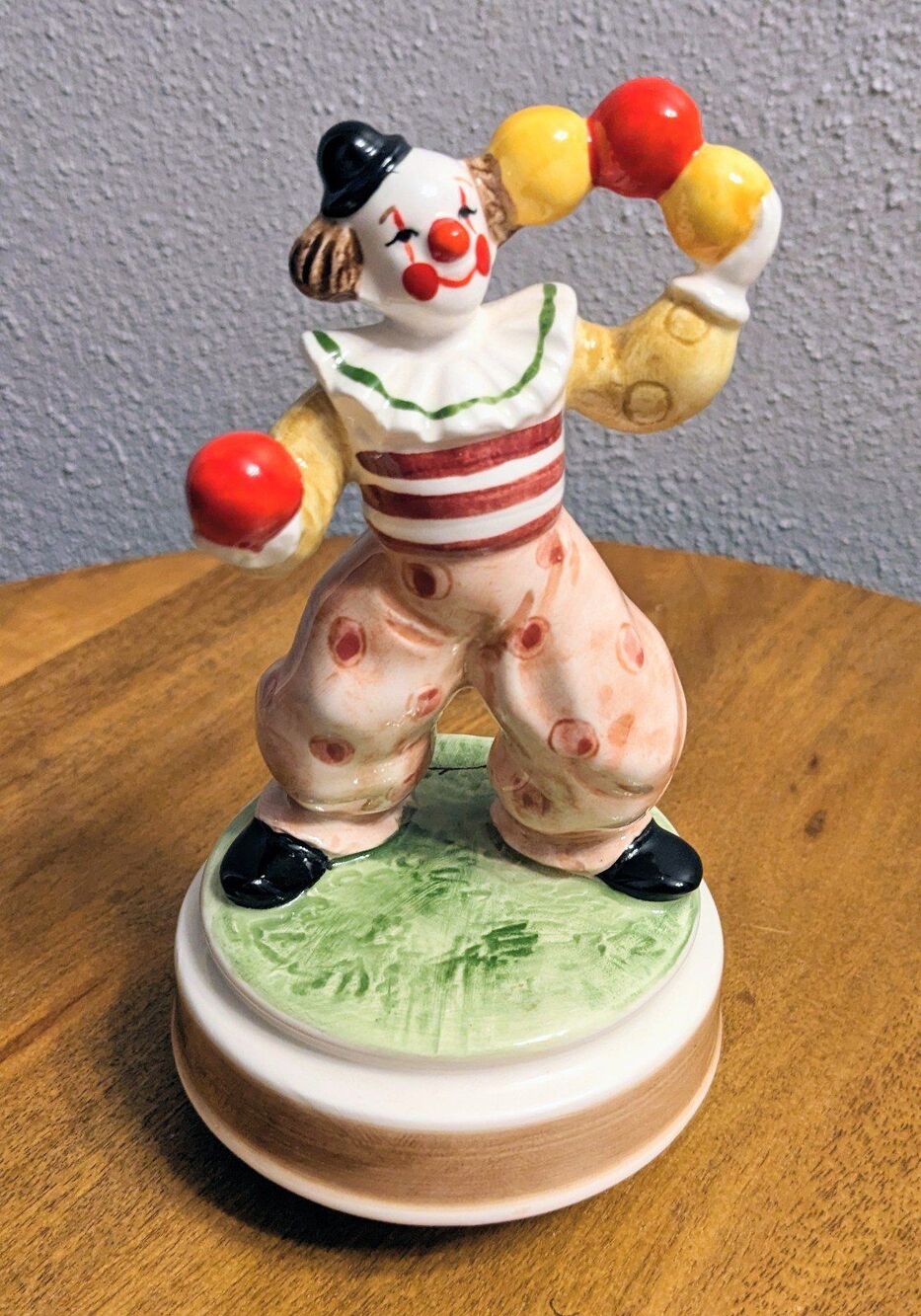 Schmid Be A Clown #377 Porcelain Rotating Music Box Vintage 6" Japan Flawless